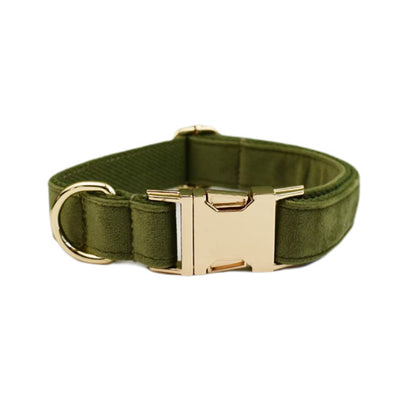 Collier velours pour chien réglable – coloris vert militaire