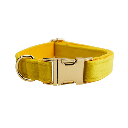 Collier velours pour chien réglable – coloris jaune