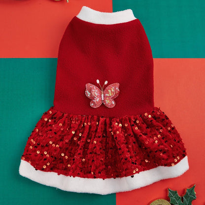 Robe de Noël en Peluche pour Petit Chien et Chat – Tenue Hiver Festive - Furlo