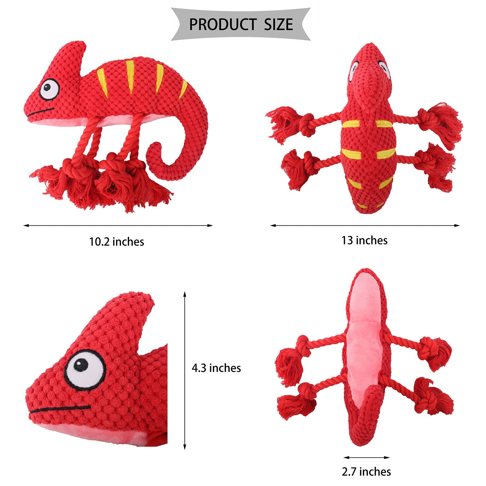 Caméléon en Peluche Sonore pour Chien – Jouet Interactif à Cordes - Furlo