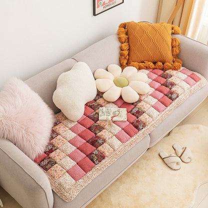 Coussin Canapé Coton Pur Style Vintage – Anti-Dérapant, Résistant aux Griffes, Lavable -