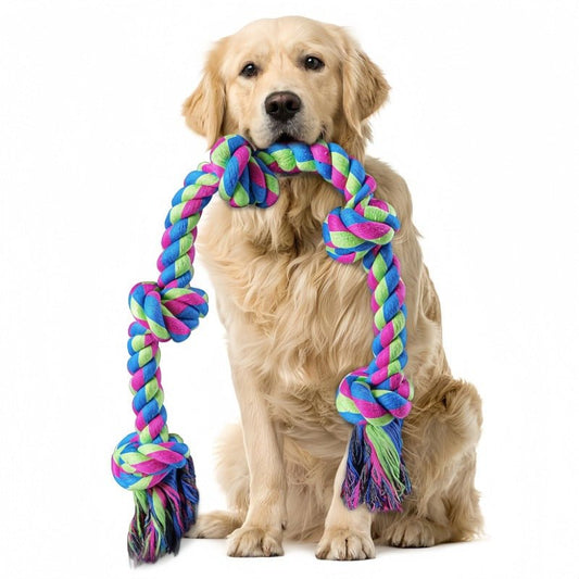 Corde à 5 Nœuds en Coton pour Grand Chien – Jouet à Mâcher Solide 94 cm - Furlo