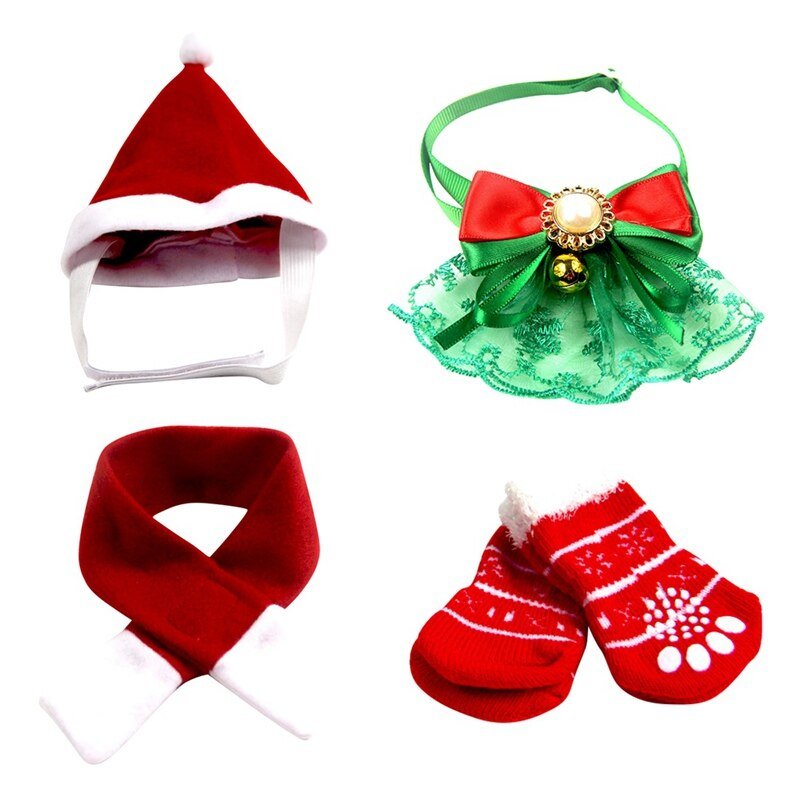Ensemble bonnet + écharpe de Noël pour chien et chat – Coton doux | S, M, L - Furlo